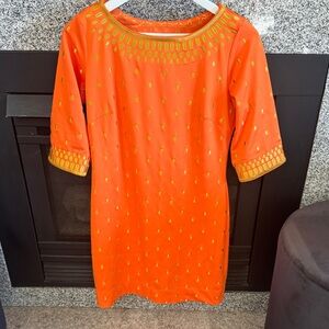 Gretchen Scott Designs Orange and Gold Dress